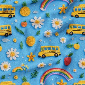 پارچه مخمل کوسن مبل پارچه باما طرح سه بعدی اتوبوس کارتونی کد 5014153