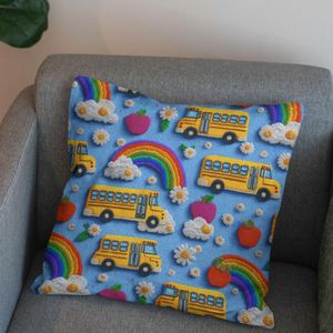 خرید آنلاین پارچه مخمل کوسن مبل پارچه باما طرح سه بعدی اتوبوس شاد کد 5014154