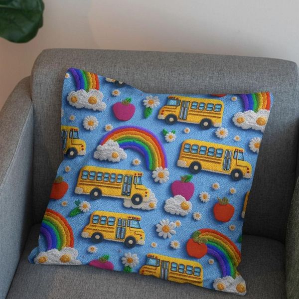 پارچه مخمل کوسن مبل پارچه باما طرح سه بعدی اتوبوس شاد کد 5014154