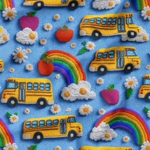 پارچه مخمل کوسن مبل پارچه باما طرح سه بعدی اتوبوس شاد کد 5014154