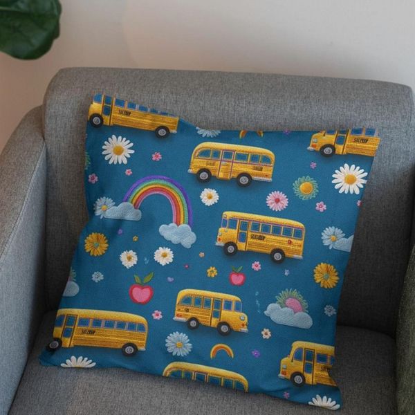 پارچه مخمل کوسن مبل پارچه باما طرح سه بعدی اتوبوس شاد کد 5014155