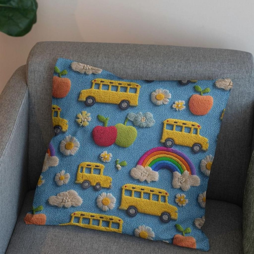 قیمت ارزان پارچه مخمل کوسن مبل پارچه باما طرح سه بعدی اتوبوس کارتونی کد 5014160