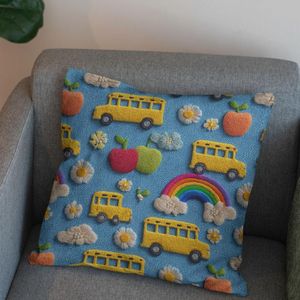 قیمت ارزان پارچه مخمل کوسن مبل پارچه باما طرح سه بعدی اتوبوس کارتونی کد 5014160