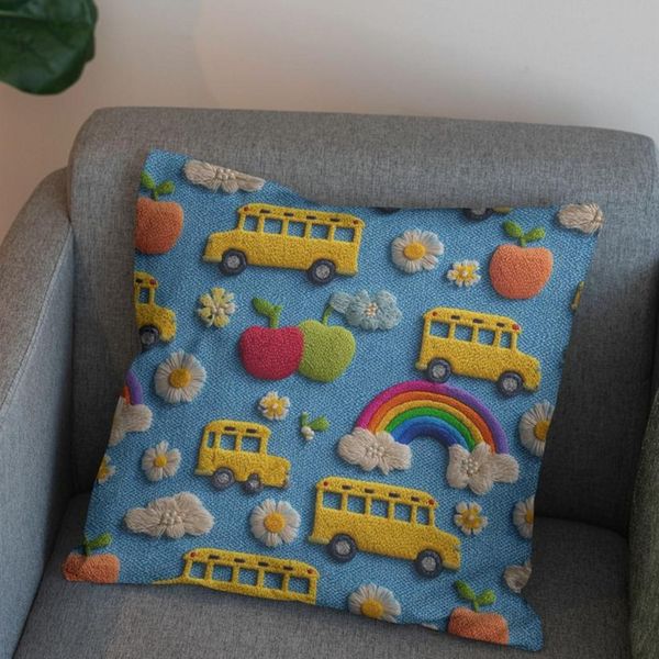 پارچه مخمل کوسن مبل پارچه باما طرح سه بعدی اتوبوس کارتونی کد 5014160