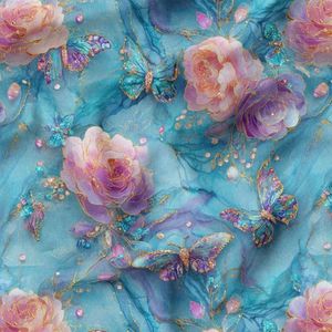 پارچه مخمل کوسن مبل پارچه باما طرح سه بعدی گل آبرنگی کد 5014173