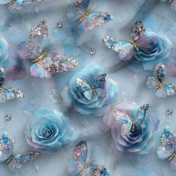 پارچه مخمل کوسن مبل پارچه باما طرح سه بعدی گل آبرنگی کد 5014174