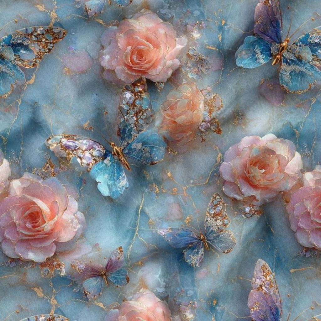 مشخصات پارچه مخمل کوسن مبل پارچه باما طرح سه بعدی گل و پروانه  کد 5014175