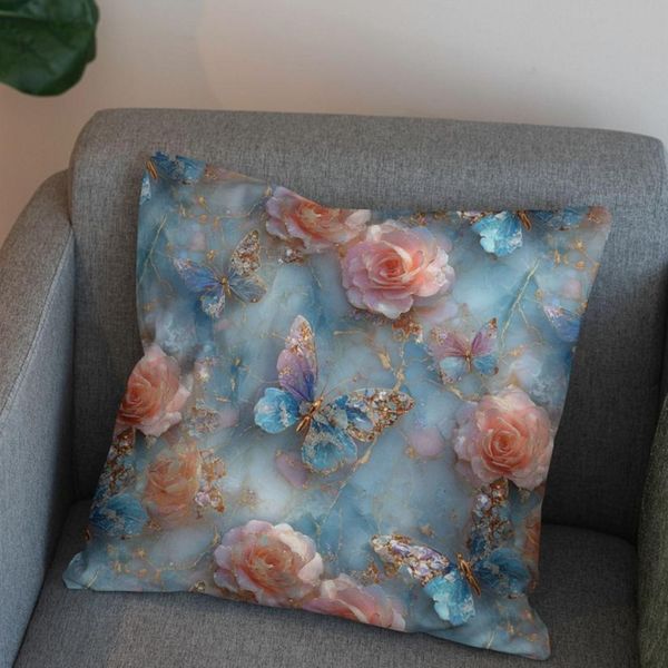 پارچه مخمل کوسن مبل پارچه باما طرح سه بعدی گل و پروانه  کد 5014175