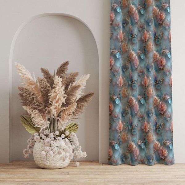 پارچه مخمل کوسن مبل پارچه باما طرح سه بعدی گل و پروانه  کد 5014175