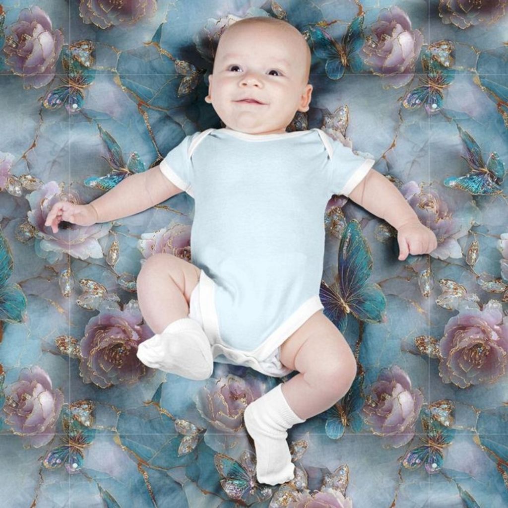 قیمت پارچه مخمل کوسن مبل پارچه باما طرح سه بعدی گل و پروانه  کد 5014177