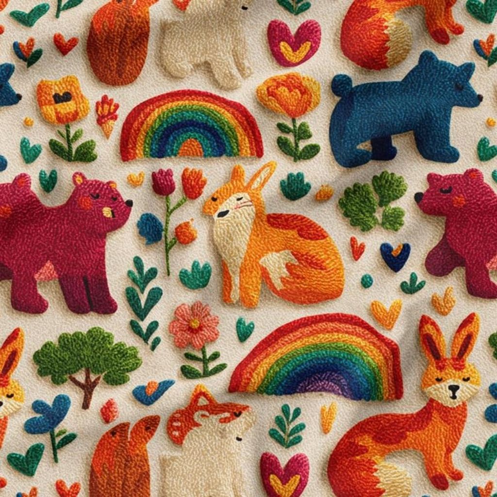 قیمت ارزان پارچه مخمل روبالشی  پارچه باما طرح سه بعدی دنیای حیوانات کد 5014179