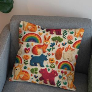 خرید اینترنتی پارچه مخمل روبالشی  پارچه باما طرح سه بعدی دنیای حیوانات کد 5014179