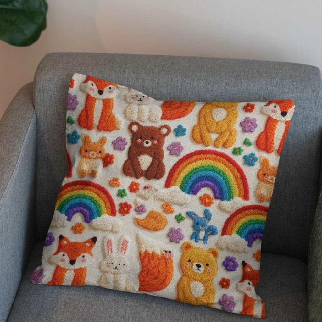 خرید انلاین پارچه مخمل روبالشی پارچه باما طرح سه بعدی دنیای حیوانات کد 5014180