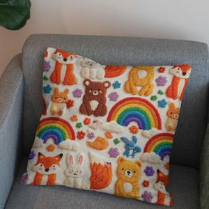 خرید انلاین پارچه مخمل روبالشی پارچه باما طرح سه بعدی دنیای حیوانات کد 5014180