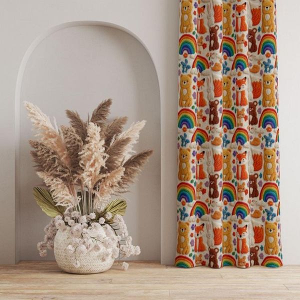 پارچه مخمل روبالشی پارچه باما طرح سه بعدی دنیای حیوانات کد 5014180