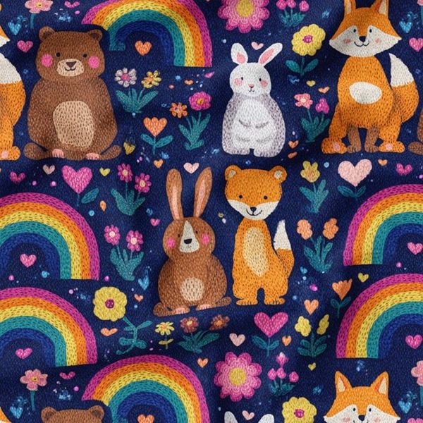 پارچه مخمل روبالشی پارچه باما طرح سه بعدی دنیای حیوانات کد 5014181