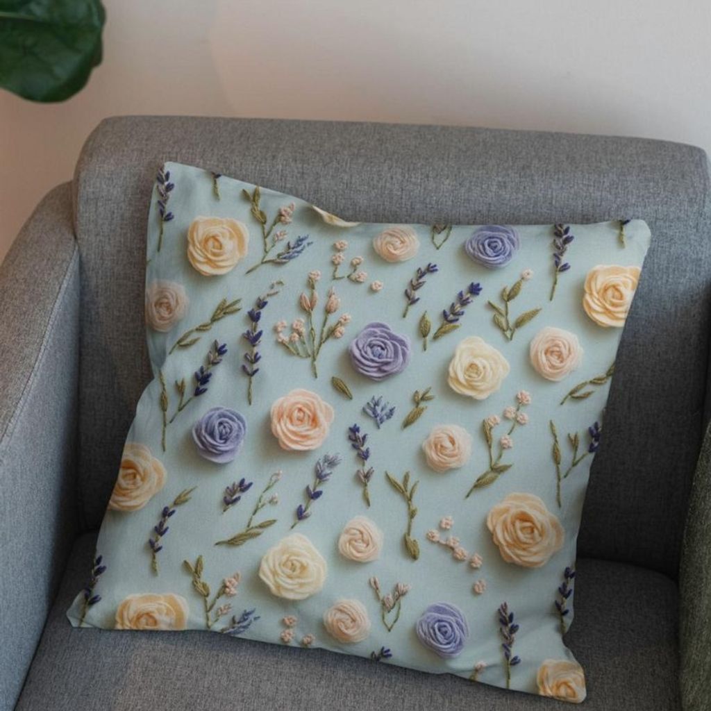 مشخصات پارچه مخمل روبالشی پارچه باما طرح سه بعدی گل بهارانه کد 5014185