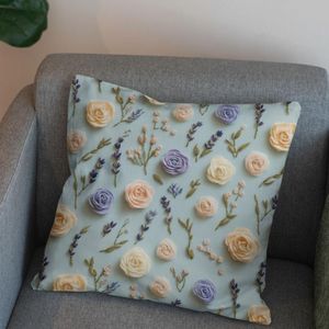 مشخصات پارچه مخمل روبالشی پارچه باما طرح سه بعدی گل بهارانه کد 5014185