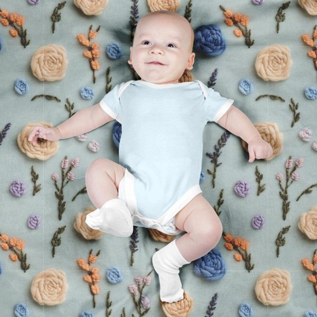 خرید اینترنتی پارچه مخمل روبالشی پارچه باما طرح سه بعدی گل بهارانه کد 5014186