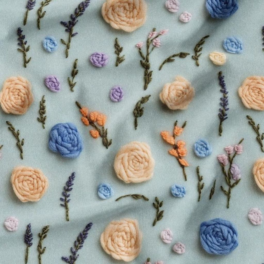 قیمت پارچه مخمل روبالشی پارچه باما طرح سه بعدی گل بهارانه کد 5014186