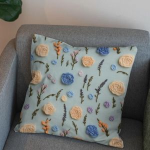 قیمت پارچه مخمل روبالشی پارچه باما طرح سه بعدی گل بهارانه کد 5014186