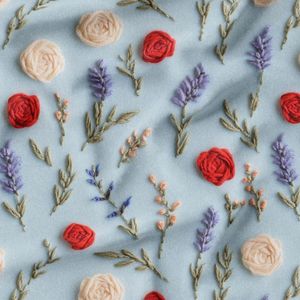 پارچه مخمل روبالشی پارچه باما طرح سه بعدی گل ریز  کد 5014189