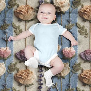 خرید اینترنتی پارچه مخمل روبالشی پارچه باما طرح سه بعدی گل زیبا کد 5014192