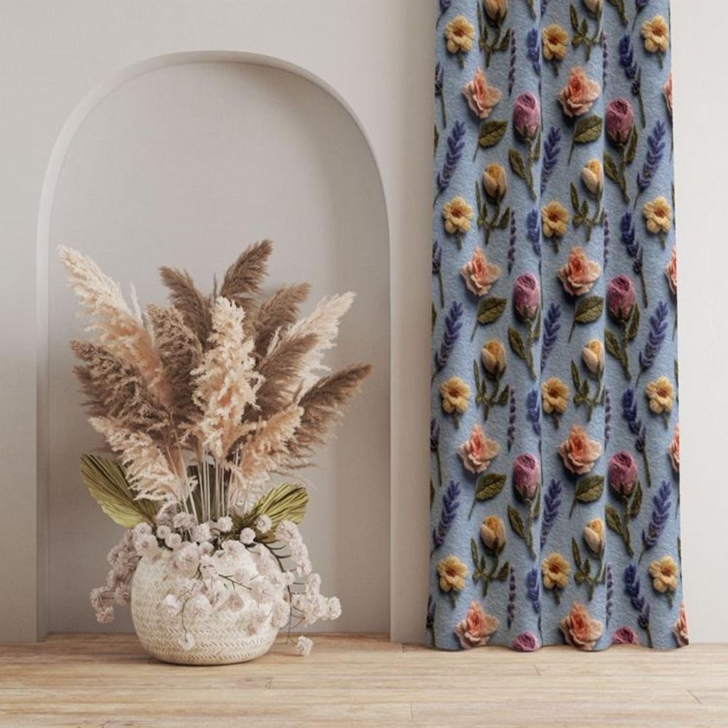 خرید انلاین پارچه مخمل روبالشی پارچه باما طرح سه بعدی گل هومان کد 5014193