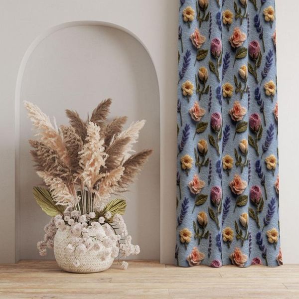 پارچه مخمل روبالشی پارچه باما طرح سه بعدی گل هومان کد 5014193