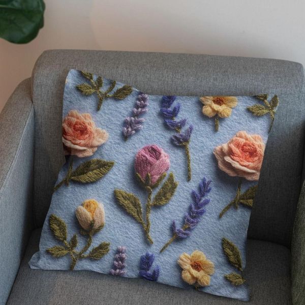 پارچه مخمل روبالشی پارچه باما طرح سه بعدی گل هومان کد 5014193