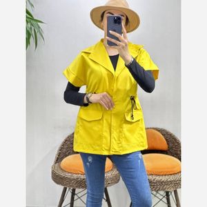 وست مانتویی کتان جلو باز گت دار با کیفیت عالی