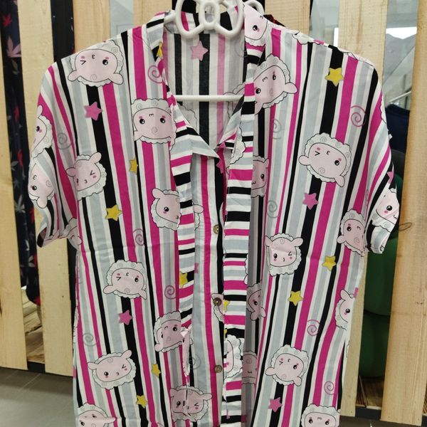 تیشرت نخی جلو دکمه یقه کراواتی زنانه ts7ey