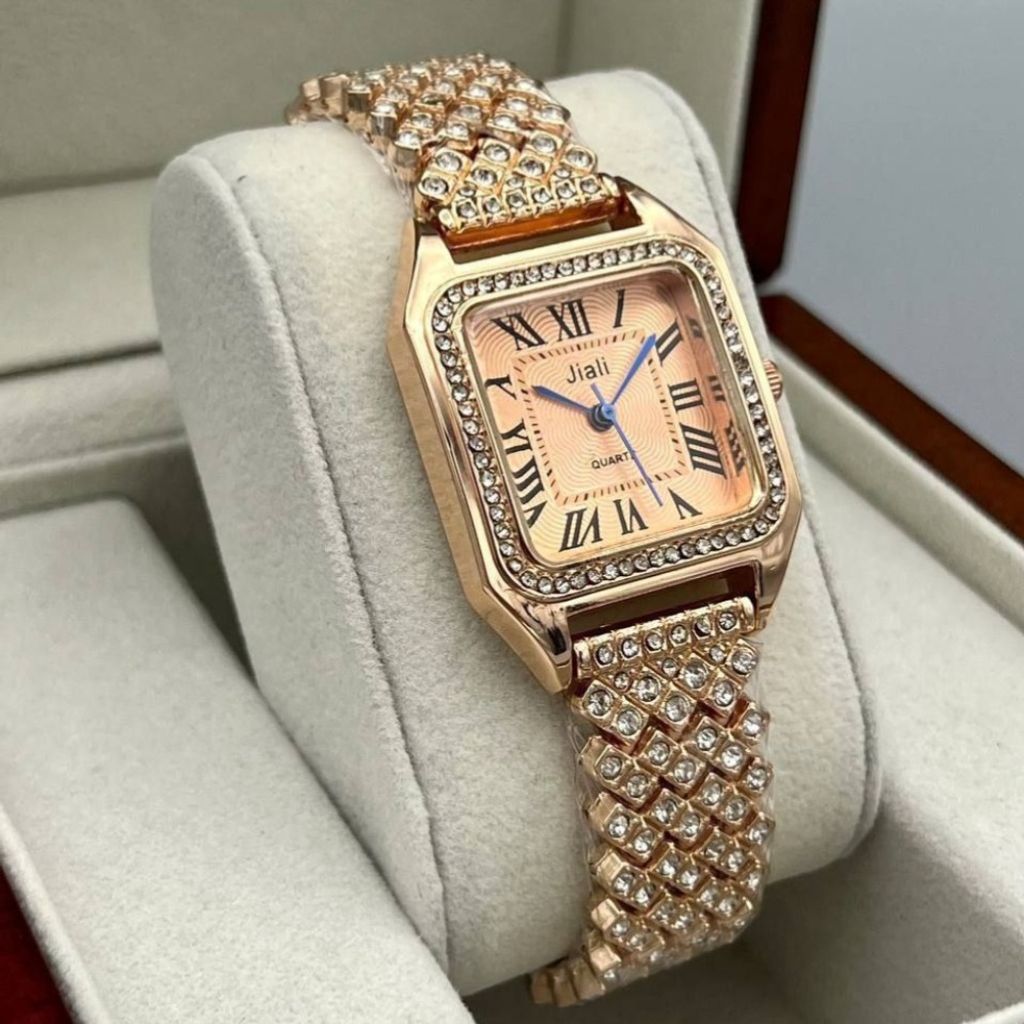قیمت ارزان ساعت زنانه نگین‌دار مجلسی بند استیل