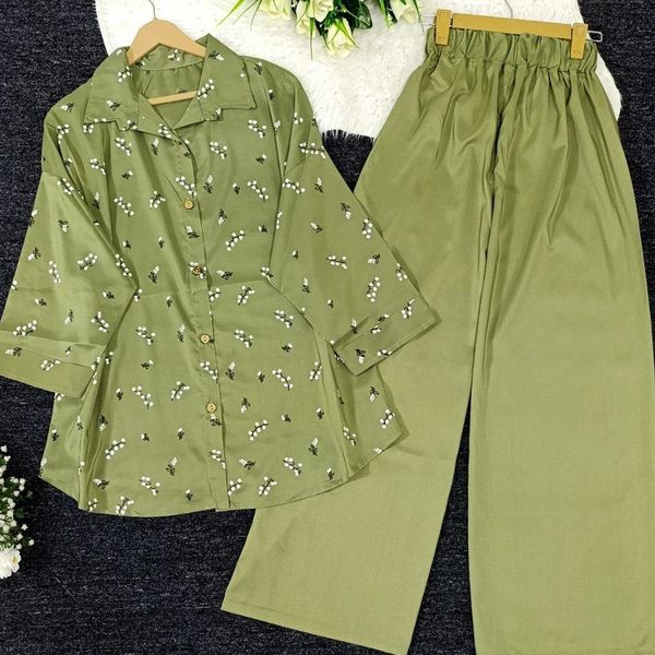 ست شومیز شلوار گل گچی