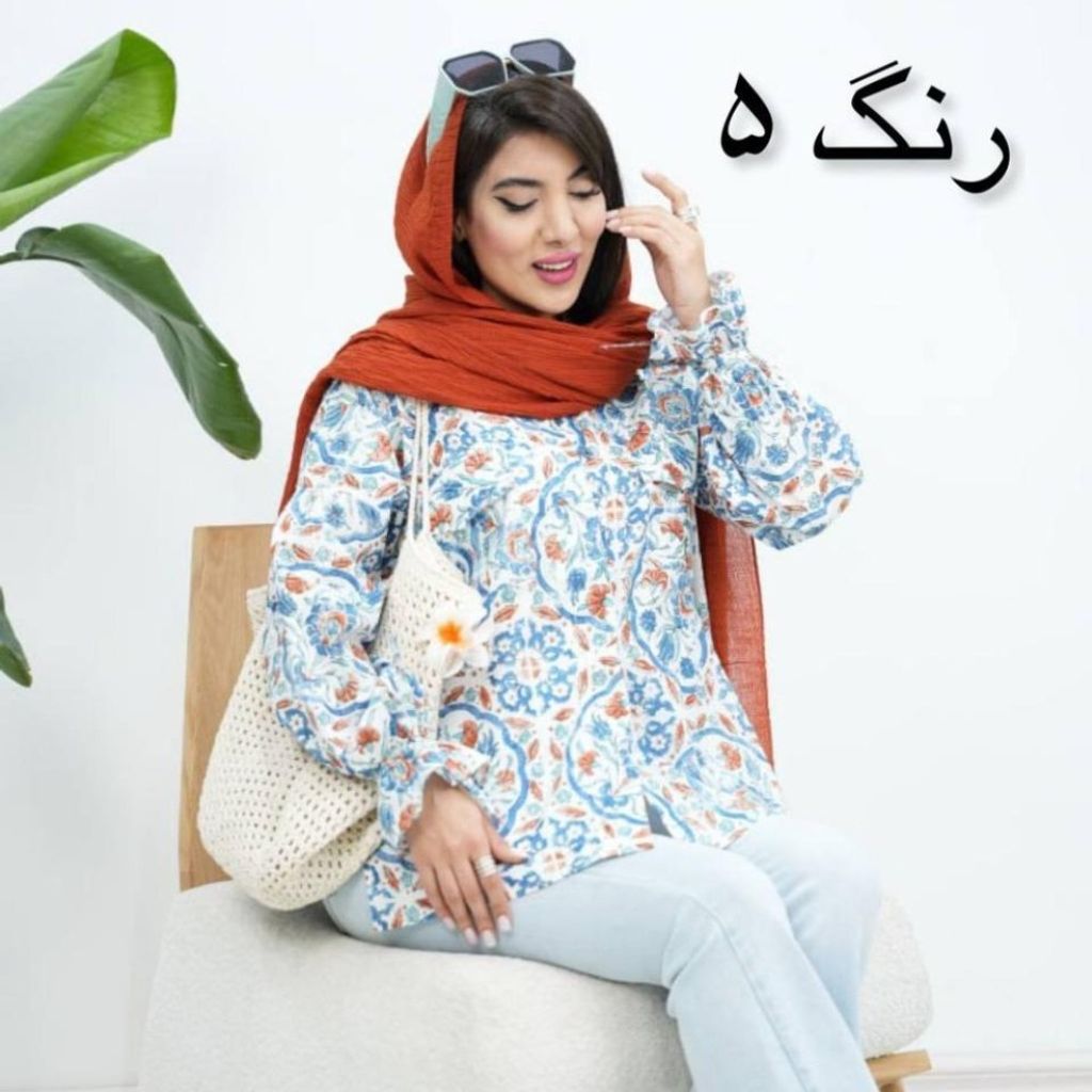 قیمت ارزان شومیز طرحدار آستین پفی سپیناز ولگا