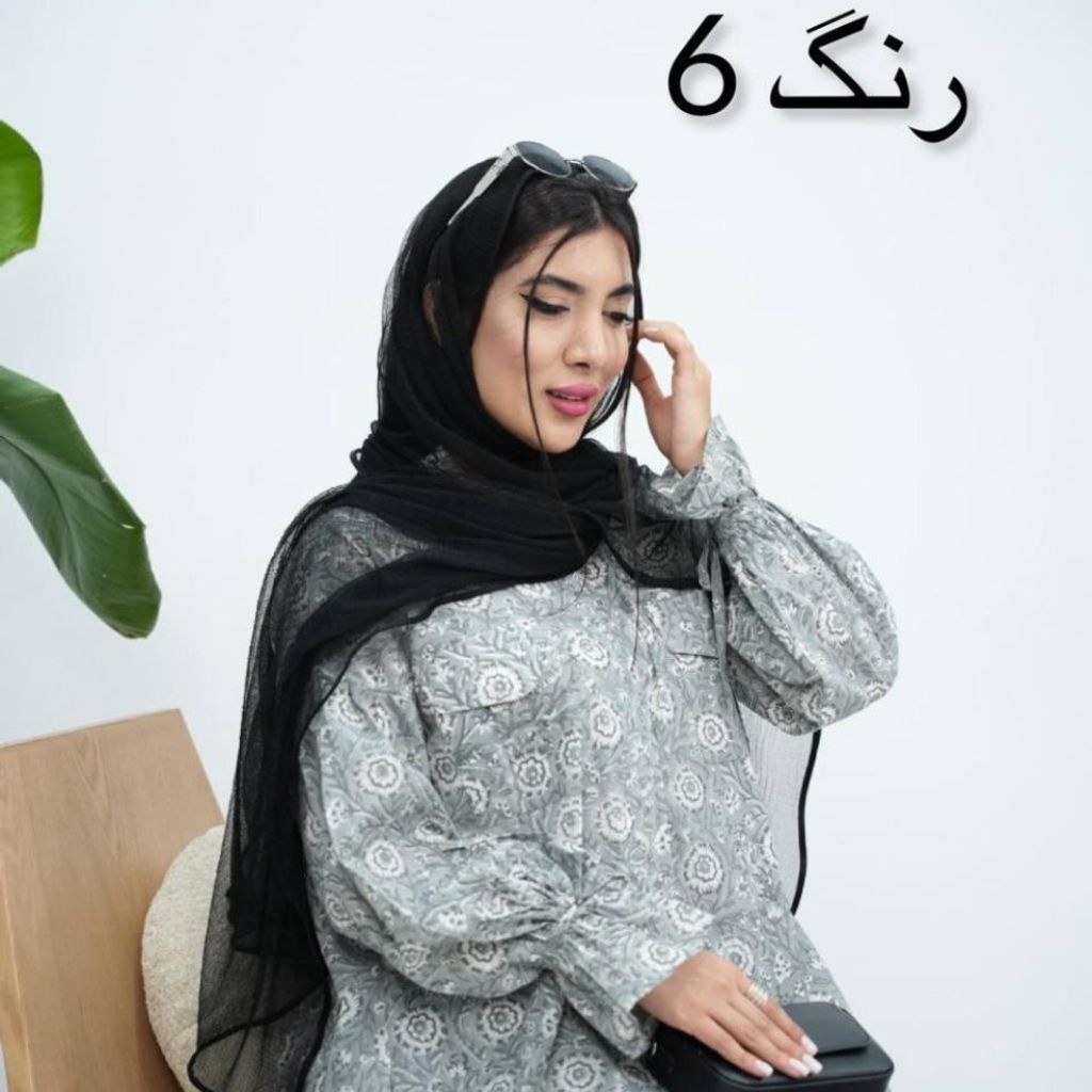 فروش اینترنتی شومیز طرحدار آستین پفی سپیناز ولگا