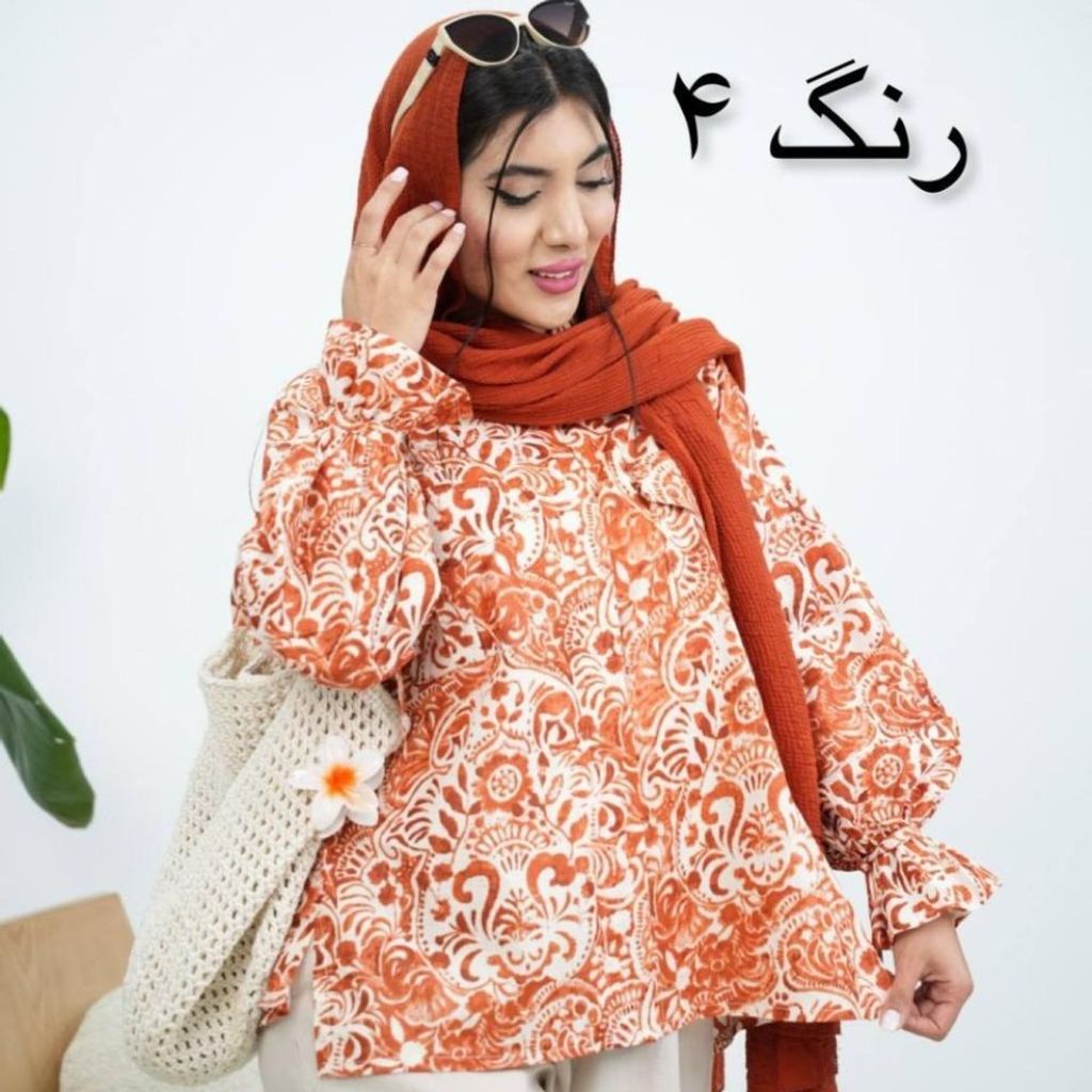 خرید انلاین شومیز طرحدار آستین پفی سپیناز ولگا