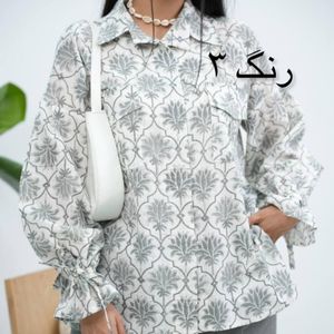 خرید آنلاین شومیز طرحدار آستین پفی سپیناز ولگا