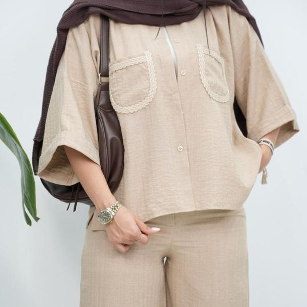 ست شومیز و شلوار شانتون زیپی سمیرا ولگا