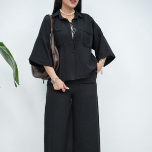 ست شومیز و شلوار شانتون زیپی سمیرا ولگا