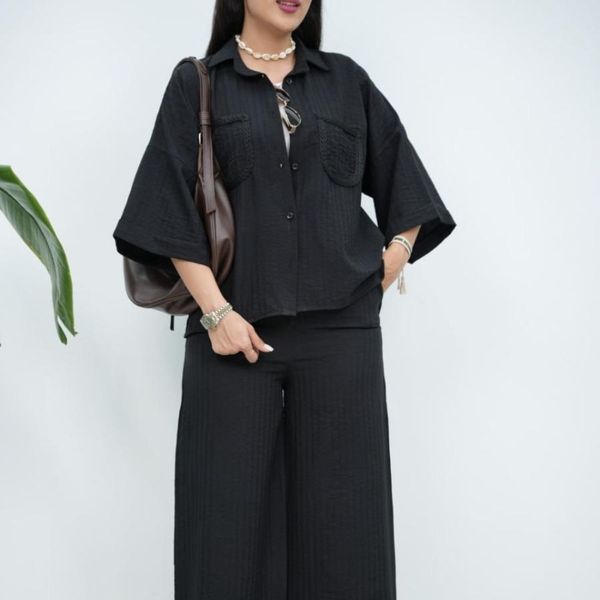 ست شومیز و شلوار شانتون زیپی سمیرا ولگا