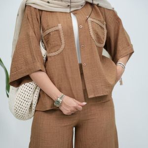 فروش اینترنتی ست شومیز و شلوار شانتون زیپی سمیرا ولگا