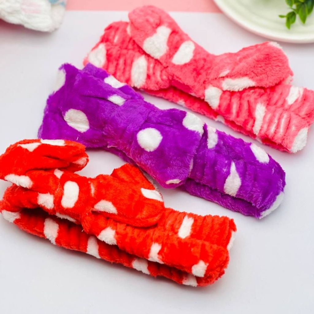 خرید اینترنتی هدبند حوله ای خال خالی