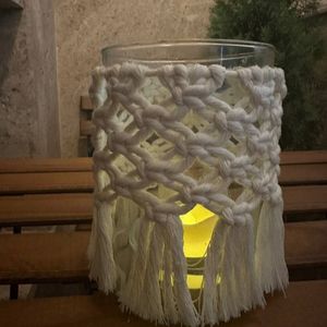 خرید انلاین جاشمعی شیشه ای مکرومه