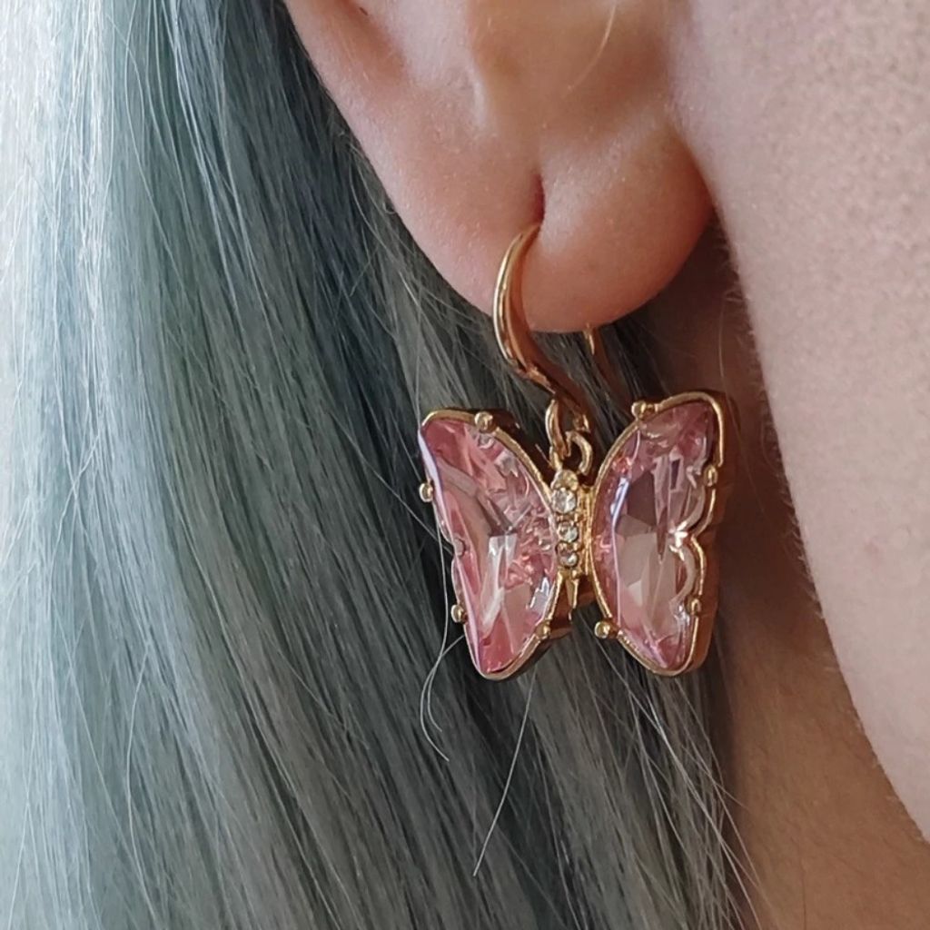 قیمت ارزان گوشواره آویز طرح پروانه - Gosh - 046