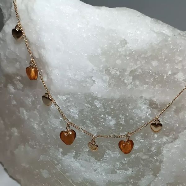 گردنبند سنگ ریز مدل قلب - Gardan - 003