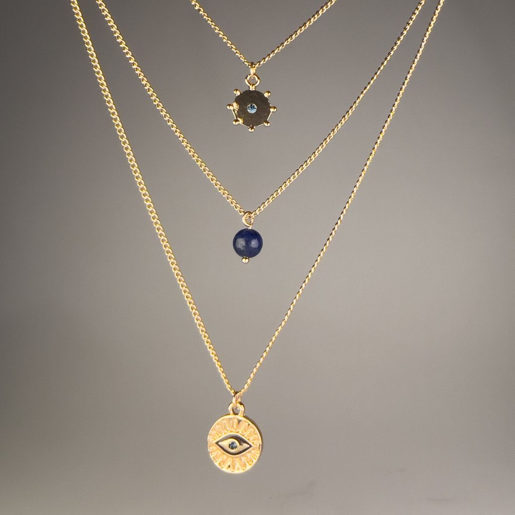 خرید آنلاین ست زنجیر سه ردیفه طرح چشم نظر - Set - 001