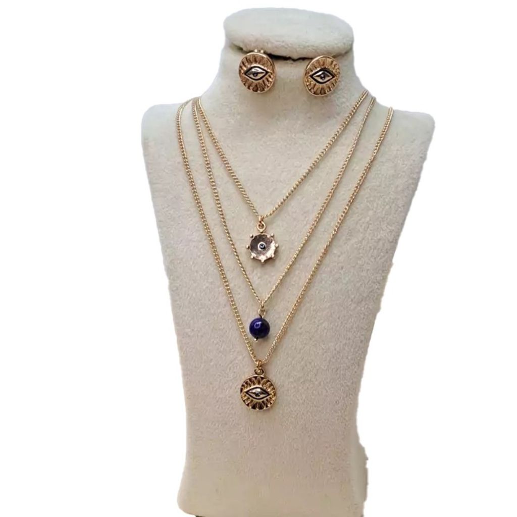 فروش اینترنتی ست زنجیر سه ردیفه طرح چشم نظر - Set - 001
