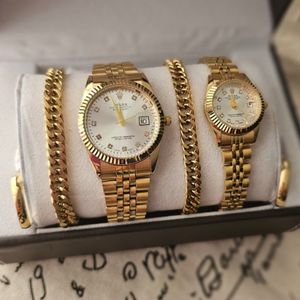 فروش اینترنتی ⏳ مجموعه ست ساعت رولکس بند استیل طلایی +ست دستبند استیل +ست حلقه