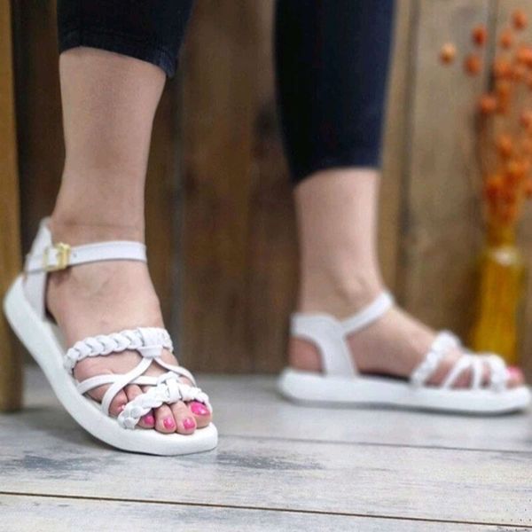 صندل زنانه مجلسی مدل ستاره (سفید - مشکی)